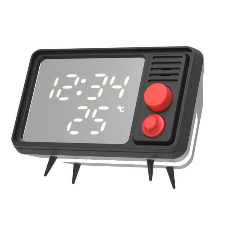 Speaker Alarm Clock with Light TV Retro Black/Gray in de groep HUISHOUDEN & TUIN / Horloges & Tellers / Wekkers bij TP E-commerce Nordic AB (C23561)