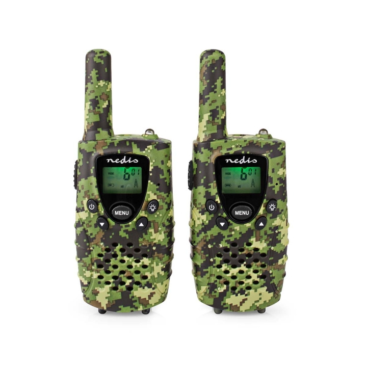 Nedis Walkie talkie Set | 2 Handsets | Tot 8 km | Frequentiekanalen: 8 | PTT / VOX | tot 2,5 uur | Koptelefoonoutput | 2 Headsets | Inclusief reiskoffer | Groen in de groep SPORT, VRIJE TIJD & HOBBY / Buitenrecreatie / Walkietalkies bij TP E-commerce Nordic AB (C23638)