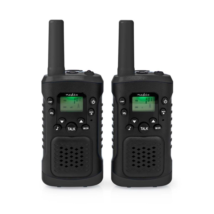 Nedis Walkie talkie Set | 2 Handsets | Tot 6 km | Frequentiekanalen: 8 | PTT / VOX | tot 3 uur | Koptelefoonoutput | 2 Headsets | Zwart in de groep SPORT, VRIJE TIJD & HOBBY / Buitenrecreatie / Walkietalkies bij TP E-commerce Nordic AB (C23639)