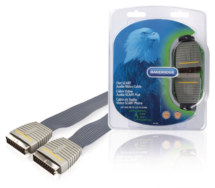 Bandridge SCART Kabel SCART Male - SCART Male 5.00 m Blauw in de groep HOME ELECTRONICS / Kabels & Adapters / Scart bij TP E-commerce Nordic AB (C23662)