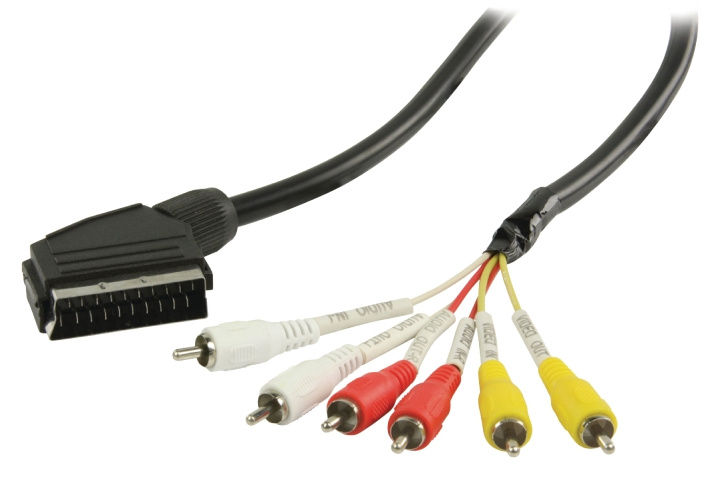 Valueline SCART Kabel SCART Male - 6x RCA-Connector 2.00 m Zwart in de groep HOME ELECTRONICS / Kabels & Adapters / Scart bij TP E-commerce Nordic AB (C23663)
