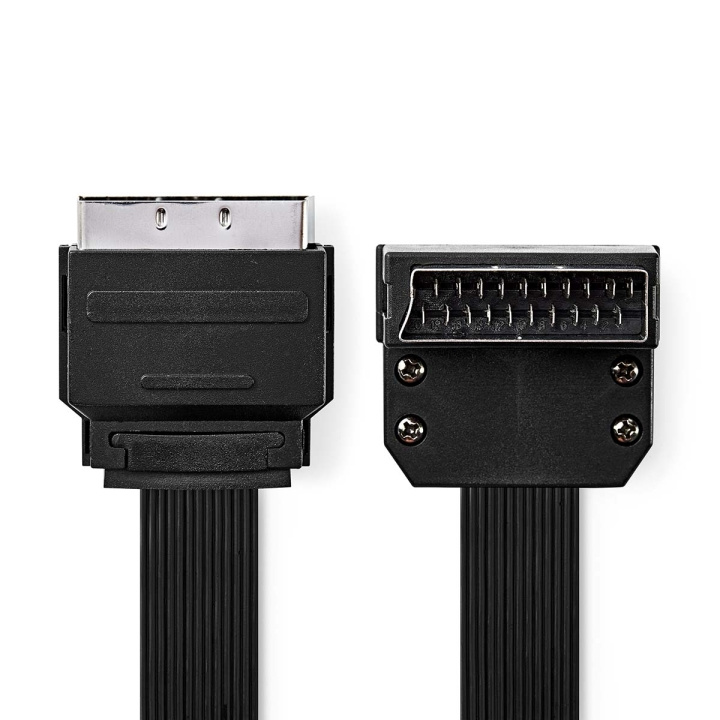 Nedis SCART-Kabel | SCART Male | SCART Male | Vernikkeld | 480p | 2.00 m | Plat | PVC | Zwart | Envelop in de groep HOME ELECTRONICS / Kabels & Adapters / Scart bij TP E-commerce Nordic AB (C23746)