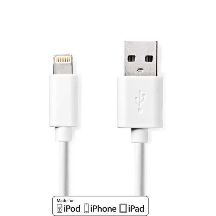Nedis Lightning Kabel | USB 2.0 | Apple Lightning 8-Pins | USB-A Male | 480 Mbps | Vernikkeld | 1.00 m | Rond | PVC | Wit | Doos in de groep SMARTPHONE & TABLETS / Opladers & Kabels / Kabels / Kabels Lightning bij TP E-commerce Nordic AB (C23789)
