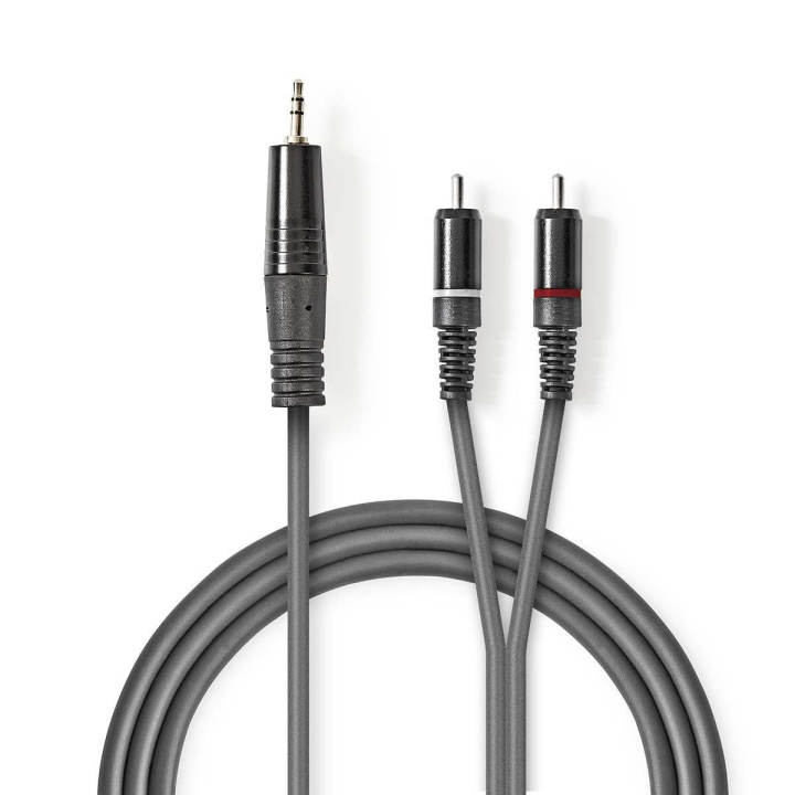 Nedis Stereo-Audiokabel | 3,5 mm Male | 2x RCA Male | Vernikkeld | 3.00 m | Rond | Donkergrijs | Kartonnen Sleeve in de groep HOME ELECTRONICS / Audio & Beeld / Luidsprekers & accessoires / Accessoires bij TP E-commerce Nordic AB (C23808)