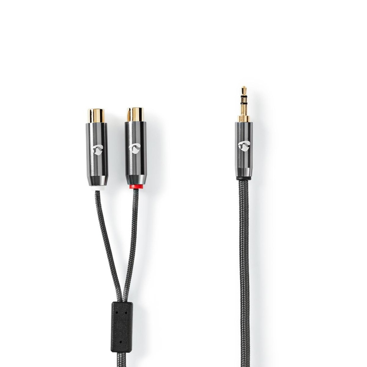 Nedis Stereo-Audiokabel | 3,5 mm Male | 2x RCA Female | Verguld | 0.20 m | Rond | Grijs / Gun Metal Grijs | Cover Window Box in de groep HOME ELECTRONICS / Audio & Beeld / Luidsprekers & accessoires / Accessoires bij TP E-commerce Nordic AB (C23855)