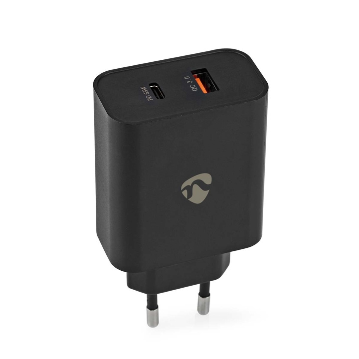 Nedis Oplader | 65 W | Snellaad functie | 2.0 / 2.25 / 3.25 A | Outputs: 2 | USB-A / USB-C™ | Automatische Voltage Selectie in de groep SMARTPHONE & TABLETS / Opladers & Kabels / Wandoplader / Wandoplader USB bij TP E-commerce Nordic AB (C23931)