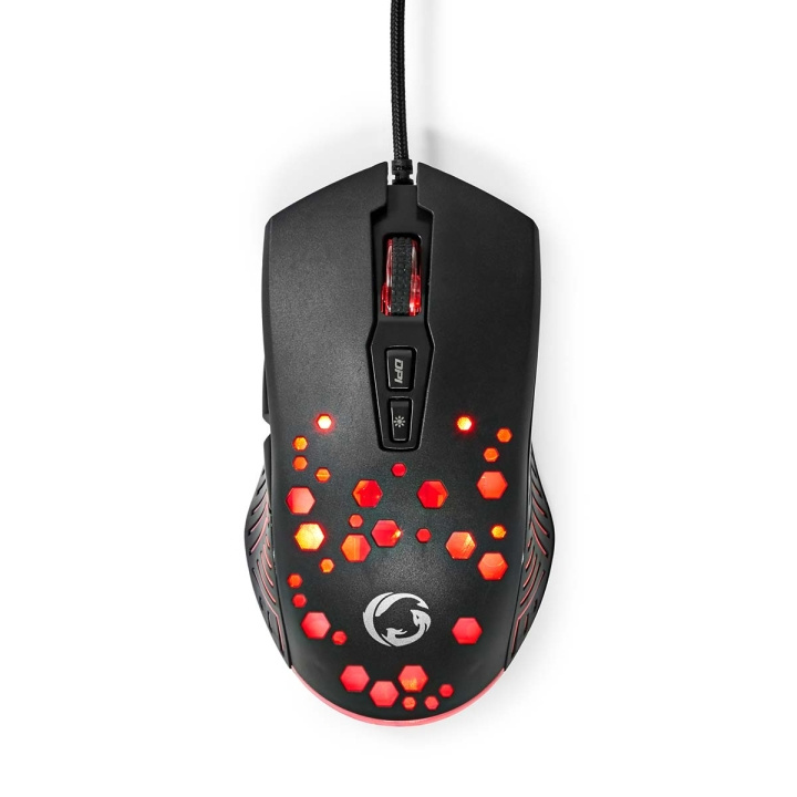 Nedis Gaming Muis | Bedraad | 800 / 1200 / 2400 / 3200 / 4800 / 7200 dpi | Instelbare DPI | Aantal knoppen: 7 | Programmeerbare knoppen | Rechtshandig | 1.50 m | RGB in de groep COMPUTERS & RANDAPPARATUUR / GAMING / Muizen bij TP E-commerce Nordic AB (C23954)