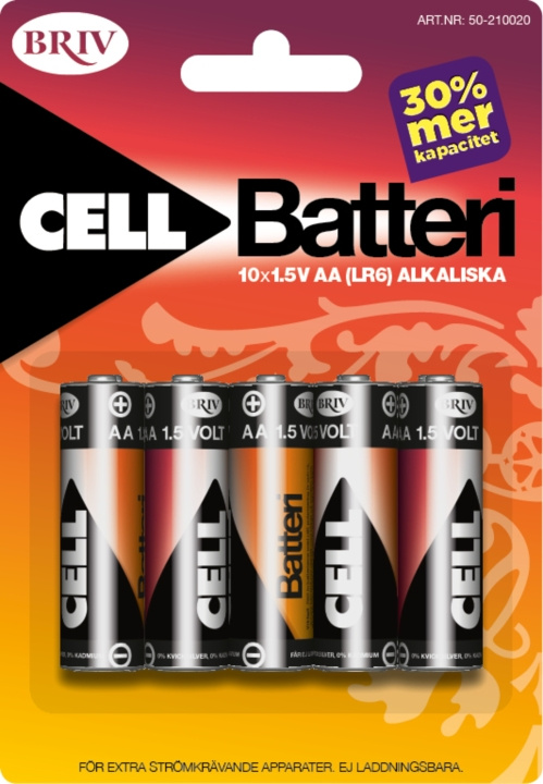 Batteri AA LR6 - 10-pack, 1/6/48 in de groep HOME ELECTRONICS / Batterijen & Opladers / Batterijen / Batterijen voor hoortoestellen bij TP E-commerce Nordic AB (C24202)