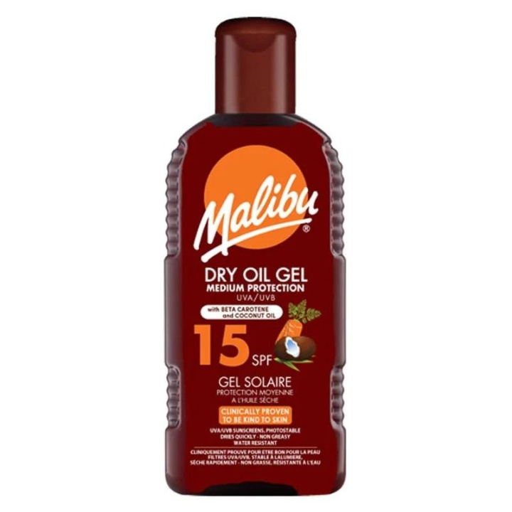 Malibu Dry Oil Gel SPF15 with Carotene & Coconut Oil 200ml in de groep BEAUTY & HEALTH / Huidsverzorging / Zonnebank / Zonnebescherming bij TP E-commerce Nordic AB (C25259)
