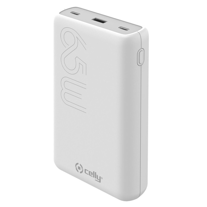 Celly PBPD65W20000 PowerBank PD 65W 20.000 mAh Vit in de groep SMARTPHONE & TABLETS / Opladers & Kabels / Powerbanks bij TP E-commerce Nordic AB (C25284)