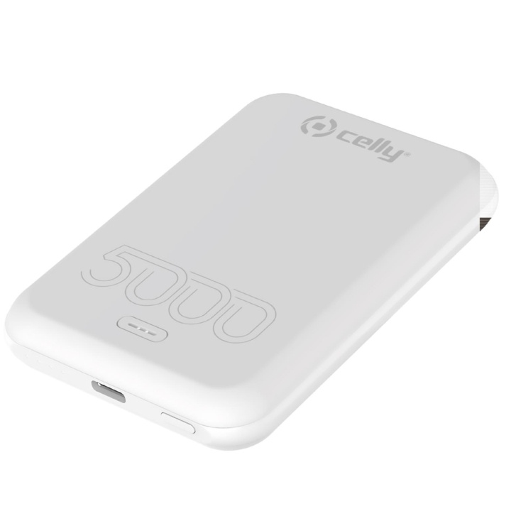 Celly MAGPB5000EVO PowerBank 15W MagSafe Trådlös laddning 5000mAh Vit in de groep SMARTPHONE & TABLETS / Opladers & Kabels / Powerbanks bij TP E-commerce Nordic AB (C25462)