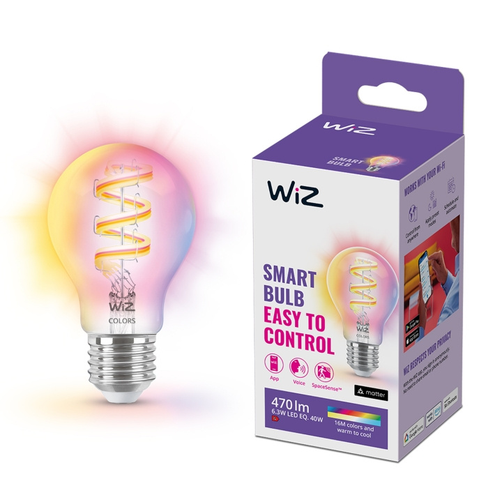 WiZ WiFi Smart LED E27 40W Filament Färg + Varm-kallvit 470lm in de groep HOME ELECTRONICS / Verlichting / LED-lampen bij TP E-commerce Nordic AB (C25622)