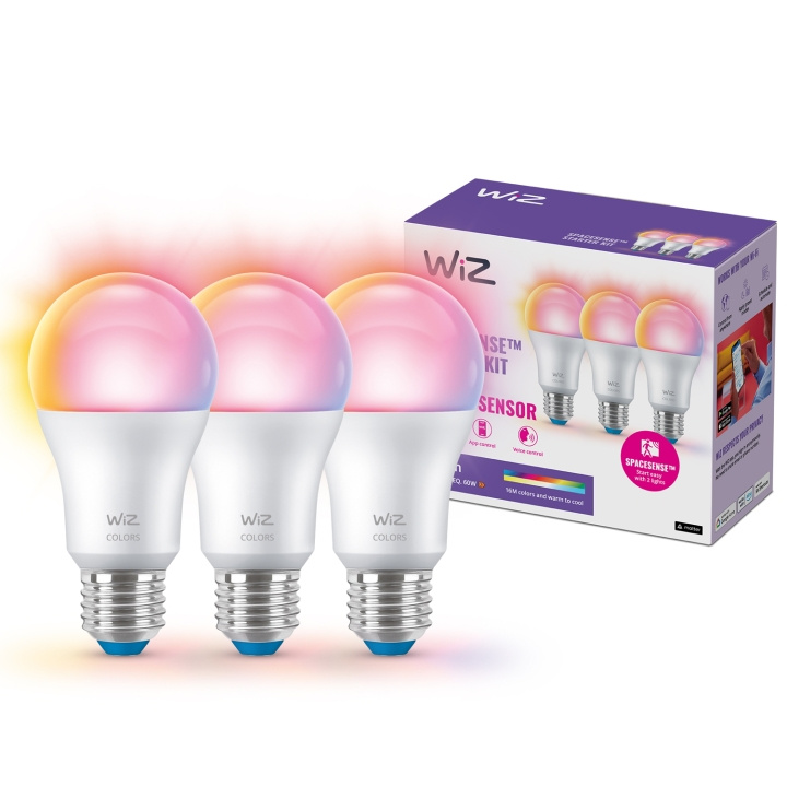 WiZ WiFi Smart LED E27 60W Färg + Varm-kallvit 3-pack in de groep HOME ELECTRONICS / Verlichting / LED-lampen bij TP E-commerce Nordic AB (C25626)