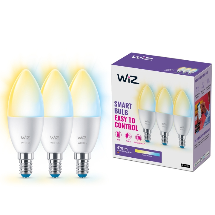 WiZ WiFi Smart LED E14 Kron 40W Varm-kallvit 470 lm 3 pack in de groep HOME ELECTRONICS / Verlichting / LED-lampen bij TP E-commerce Nordic AB (C25627)