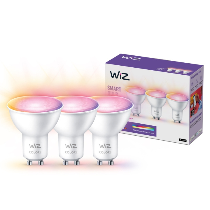 WiZ WiFi Smart LED GU10 50W Färg + Varm-kallvit 345 lm 3-pack in de groep HOME ELECTRONICS / Verlichting / LED-lampen bij TP E-commerce Nordic AB (C25628)