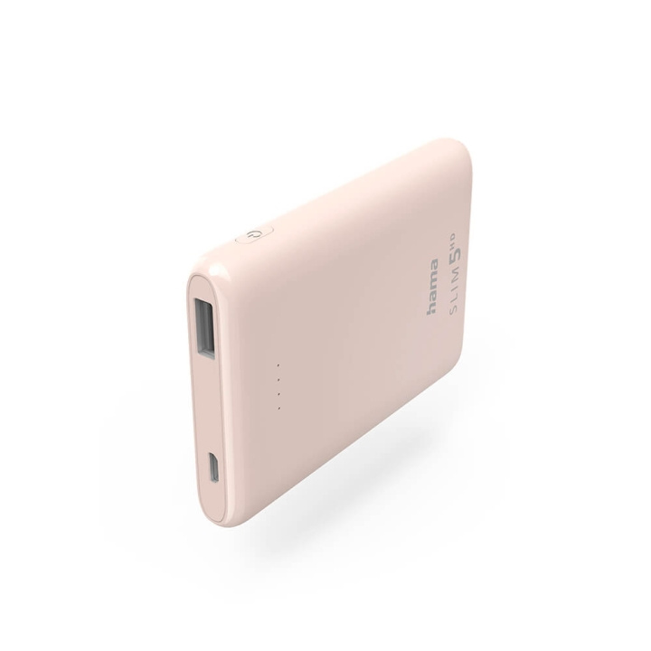 Powerbank Slim 5000mAh Light Pink in de groep SMARTPHONE & TABLETS / Opladers & Kabels / Powerbanks bij TP E-commerce Nordic AB (C25743)