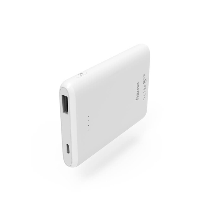 Powerbank Slim 5000mAh White in de groep SMARTPHONE & TABLETS / Opladers & Kabels / Powerbanks bij TP E-commerce Nordic AB (C25746)