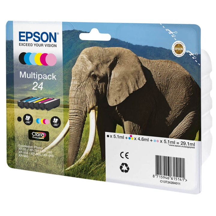 Ink C13T24284011 24 Multipack, Elephant in de groep COMPUTERS & RANDAPPARATUUR / Printers & Accessoires / Inkt & Toner / Inktpatronen / Epson bij TP E-commerce Nordic AB (C26782)