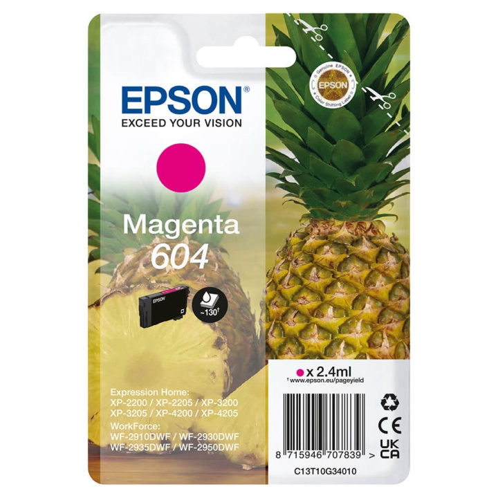 Ink C13T10G34010 604 Magenta, Pineapple in de groep COMPUTERS & RANDAPPARATUUR / Printers & Accessoires / Inkt & Toner / Inktpatronen / Epson bij TP E-commerce Nordic AB (C26918)