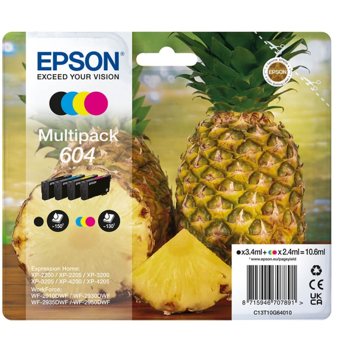 Ink C13T10G64010 604 Multipack, Pineapple in de groep COMPUTERS & RANDAPPARATUUR / Printers & Accessoires / Inkt & Toner / Inktpatronen / Epson bij TP E-commerce Nordic AB (C26920)