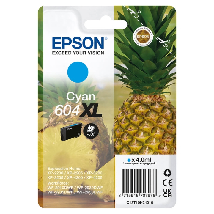 Ink C13T10H24010 604XL Cyan, Pineapple in de groep COMPUTERS & RANDAPPARATUUR / Printers & Accessoires / Inkt & Toner / Inktpatronen / Epson bij TP E-commerce Nordic AB (C26922)