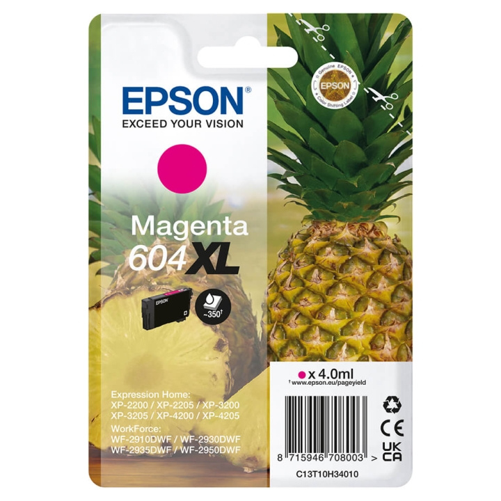 Ink C13T10H34010 604XL Magenta, Pineapple in de groep COMPUTERS & RANDAPPARATUUR / Printers & Accessoires / Inkt & Toner / Inktpatronen / Epson bij TP E-commerce Nordic AB (C26923)