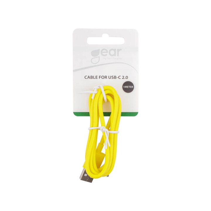 GEAR USB Cable USB-C 2.0 1m, Yellow in de groep SMARTPHONE & TABLETS / Opladers & Kabels / Kabels / Kabels Type C bij TP E-commerce Nordic AB (C28558)