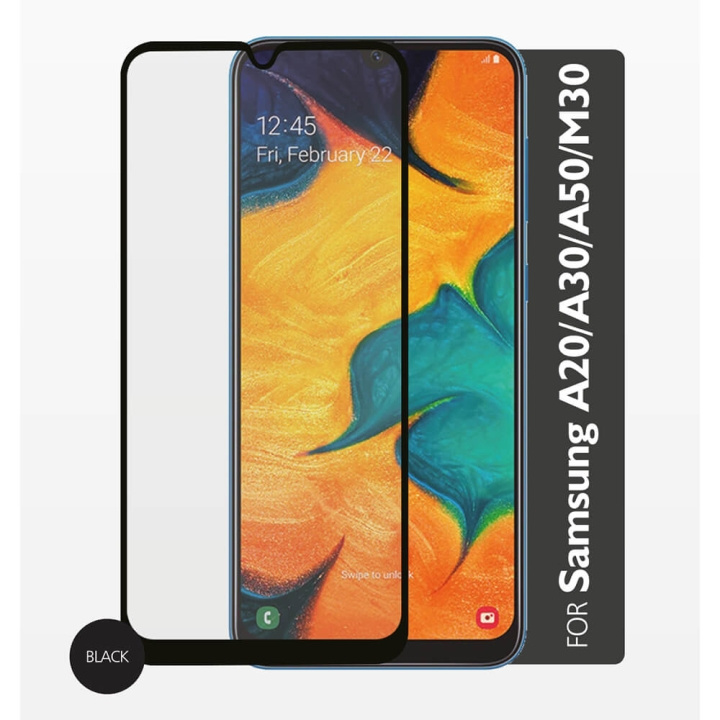 GEAR Gehard glas 2.5D Samsung A50 / A30 / A20 in de groep SMARTPHONE & TABLETS / Mobielbescherming / Samsung bij TP E-commerce Nordic AB (C28586)