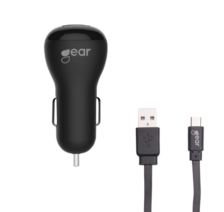 Charger 12V 2xUSB 2,4A Black MicroUSB Cable 1m in de groep COMPUTERS & RANDAPPARATUUR / Laptops & accessoires / Computeroplader / Autolader bij TP E-commerce Nordic AB (C28602)