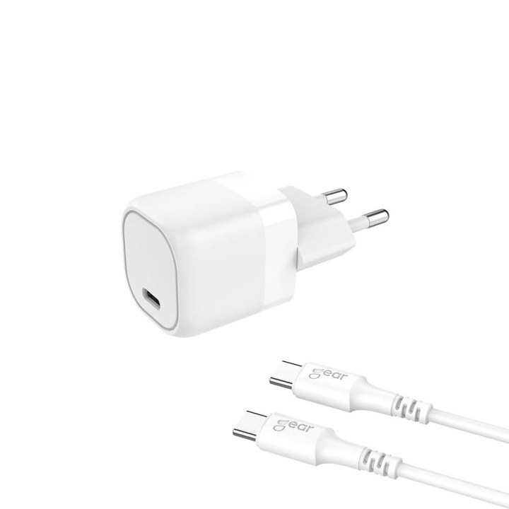 Charger 220V 1xUSB-C PD/PPS 25W, Cable USB-C-USB-C 1m in de groep SMARTPHONE & TABLETS / Opladers & Kabels / Wandoplader / Wandoplader Type C bij TP E-commerce Nordic AB (C28634)