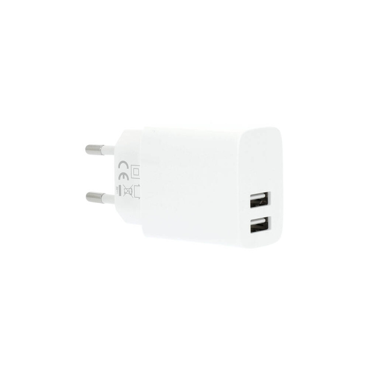 Charger 220V 2xUSB-A 3,4A White in de groep SMARTPHONE & TABLETS / Opladers & Kabels / Wandoplader / Wandoplader USB bij TP E-commerce Nordic AB (C28636)