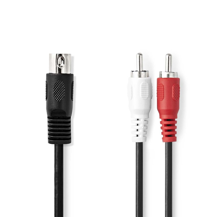 Nedis DIN-Audiokabel | DIN 5-Pins Male | 2x RCA Male | Vernikkeld | 1.00 m | Rond | PVC | Zwart | Label in de groep HOME ELECTRONICS / Kabels & Adapters / RCA / Kabels bij TP E-commerce Nordic AB (C29272)