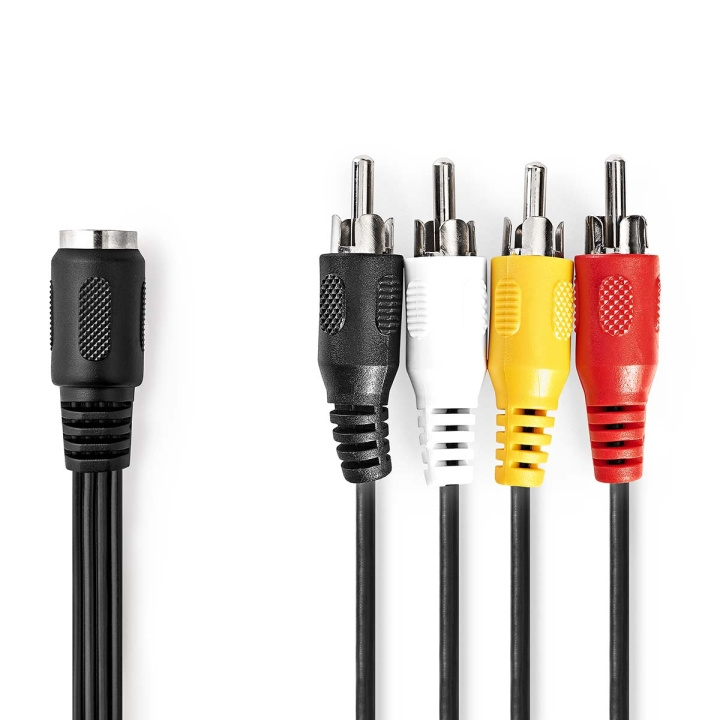 Nedis DIN-Audiokabel | DIN 5-Pins Female | 4x RCA Male | Vernikkeld | 0.20 m | Rond | PVC | Zwart | Label in de groep HOME ELECTRONICS / Kabels & Adapters / RCA / Kabels bij TP E-commerce Nordic AB (C29276)