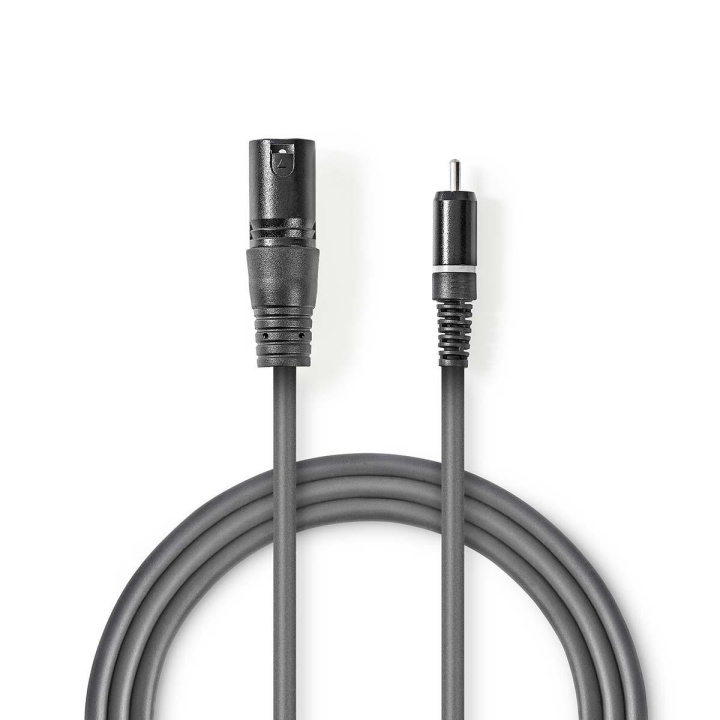 Nedis Ongebalanceerde Audiokabel | XLR 3-Pins Male | RCA Male | Vernikkeld | 1.50 m | Rond | PVC | Donkergrijs | Kartonnen Sleeve in de groep HOME ELECTRONICS / Kabels & Adapters / RCA / Kabels bij TP E-commerce Nordic AB (C29408)