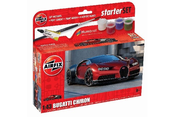 AIRFIX Small Starter Set 1:43 Bugatti Chiron, new in de groep SPORT, VRIJE TIJD & HOBBY / Hobby / Kunststof modellen / Auto\'s bij TP E-commerce Nordic AB (C29543)