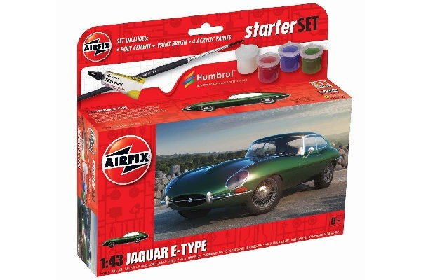 AIRFIX Small Starter Set 1:43 Jaguar E-Type in de groep SPORT, VRIJE TIJD & HOBBY / Hobby / Kunststof modellen / Auto\'s bij TP E-commerce Nordic AB (C29545)