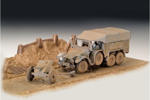 Revell Krupp Protze KFZ 69 with 3,7cm Pak 1:76 in de groep SPORT, VRIJE TIJD & HOBBY / Hobby / Kunststof modellen / Auto\'s bij TP E-commerce Nordic AB (C29896)