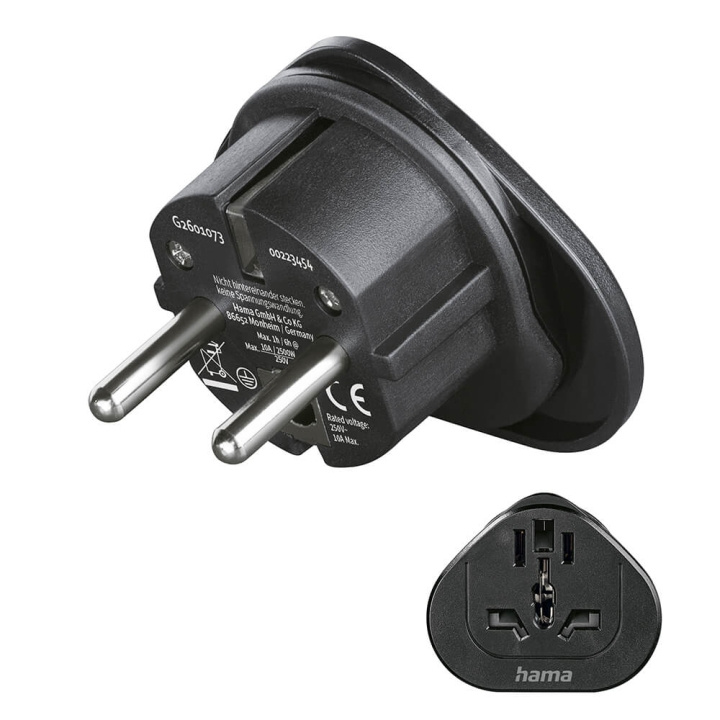 Hama Reseadapter Typ E/F Universal Världen-EU Svart in de groep HUISHOUDEN & TUIN / Elektriciteit & Verlichting / Reisadapters bij TP E-commerce Nordic AB (C30234)