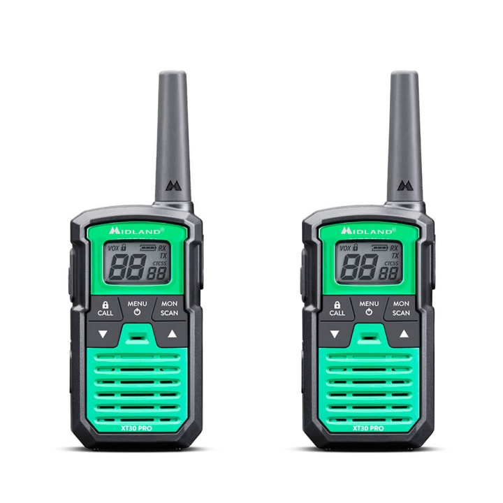 MIDLAND Walkie Talkie XT30 Pro Svart/Grön in de groep SPORT, VRIJE TIJD & HOBBY / Buitenrecreatie / Walkietalkies bij TP E-commerce Nordic AB (C30403)