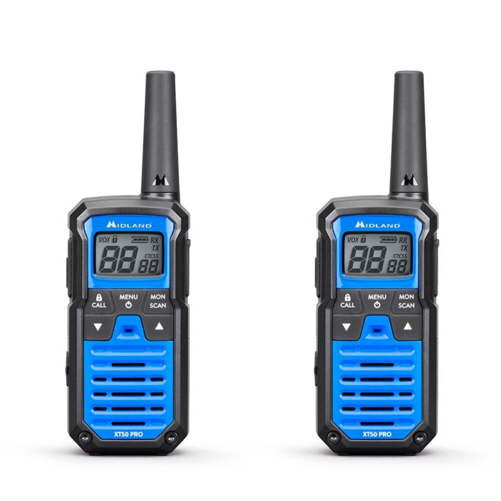 MIDLAND Walkie Talkie XT50 Pro Duo Svart/Blå in de groep SPORT, VRIJE TIJD & HOBBY / Buitenrecreatie / Walkietalkies bij TP E-commerce Nordic AB (C30404)