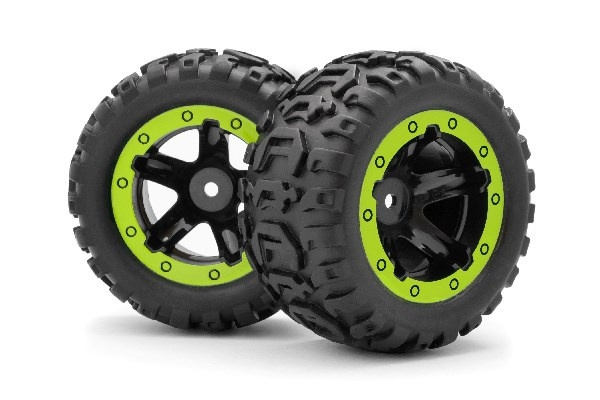 BLACKZON Slyder MT Wheels/Tires Assembled (Black/Green) in de groep SPEELGOED, KINDER- & BABYPRODUCTEN / Op afstand bestuurbaar / Reserveonderdelen & Extra accessoires / Blackzon bij TP E-commerce Nordic AB (C30739)