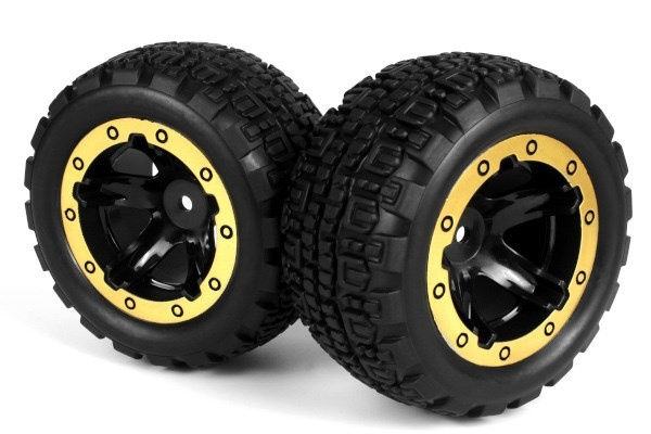 BLACKZON Slyder ST Wheels/Tires Assembled (Black/Gold) in de groep SPEELGOED, KINDER- & BABYPRODUCTEN / Op afstand bestuurbaar / Reserveonderdelen & Extra accessoires / Blackzon bij TP E-commerce Nordic AB (C30769)