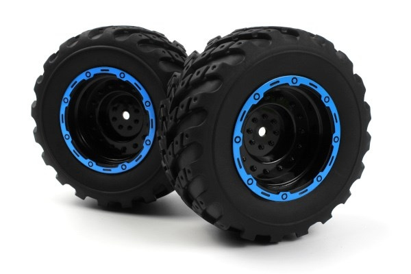 BLACKZON Smyter MT Wheels/Tires Assy (Black/Blue/2pcs) in de groep SPEELGOED, KINDER- & BABYPRODUCTEN / Op afstand bestuurbaar / Reserveonderdelen & Extra accessoires / Blackzon bij TP E-commerce Nordic AB (C30836)