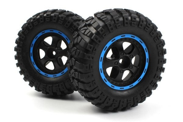 BLACKZON Smyter Desert Wheels/Tires Assembled (Black/Blue/2 in de groep SPEELGOED, KINDER- & BABYPRODUCTEN / Op afstand bestuurbaar / Reserveonderdelen & Extra accessoires / Blackzon bij TP E-commerce Nordic AB (C30838)