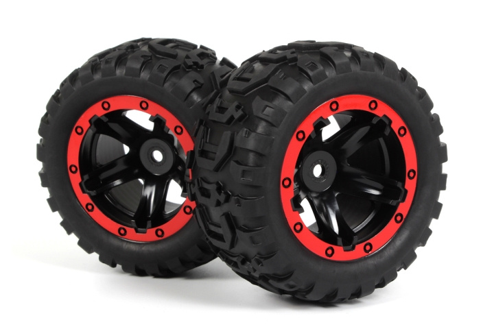 BLACKZON Slyder MT Wheels/Tires Assembled (Black/Red) in de groep SPEELGOED, KINDER- & BABYPRODUCTEN / Op afstand bestuurbaar / Reserveonderdelen & Extra accessoires / Blackzon bij TP E-commerce Nordic AB (C30843)