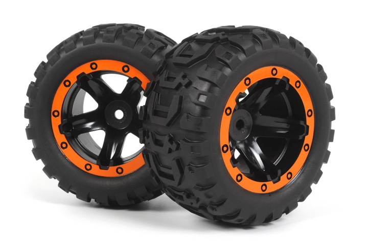 BLACKZON Slyder MT Wheels/Tires Assembled (Black/Orange) in de groep SPEELGOED, KINDER- & BABYPRODUCTEN / Op afstand bestuurbaar / Reserveonderdelen & Extra accessoires / Blackzon bij TP E-commerce Nordic AB (C30844)