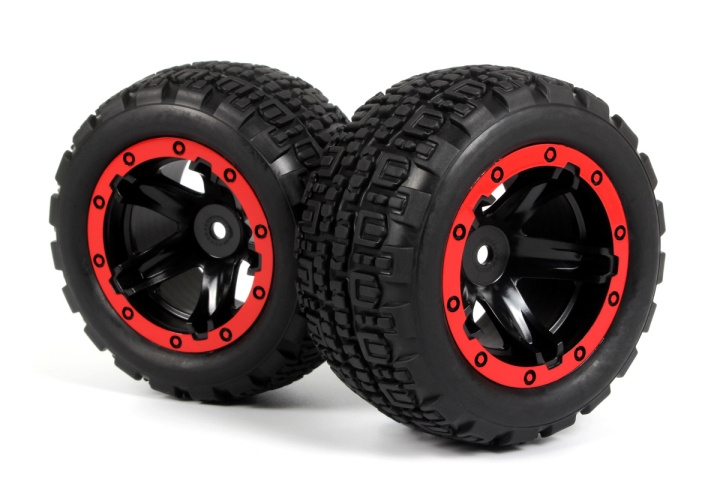 BLACKZON Slyder ST Wheels/Tires Assembled (Black/Red) in de groep SPEELGOED, KINDER- & BABYPRODUCTEN / Op afstand bestuurbaar / Reserveonderdelen & Extra accessoires / Blackzon bij TP E-commerce Nordic AB (C30845)