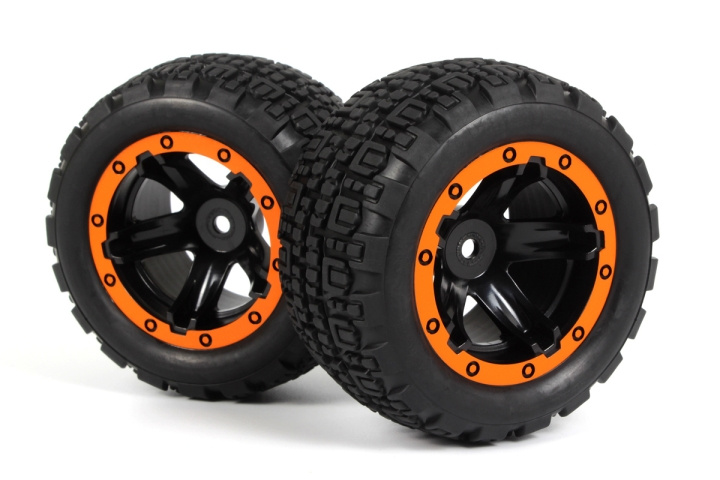 BLACKZON Slyder ST Wheels/Tires Assembled (Black/Orange) in de groep SPEELGOED, KINDER- & BABYPRODUCTEN / Op afstand bestuurbaar / Reserveonderdelen & Extra accessoires / Blackzon bij TP E-commerce Nordic AB (C30846)