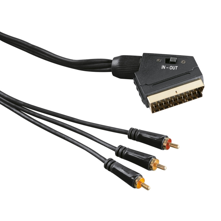 HAMA Kabel Video Scart-3xRCA Guld Svart 1.5m in de groep HOME ELECTRONICS / Kabels & Adapters / Scart bij TP E-commerce Nordic AB (C30881)