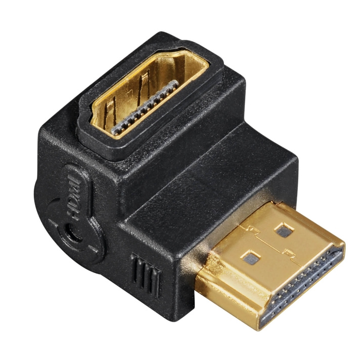 HAMA Adapter HDMI Vinklad Upp Hona-Hane Guld Svart in de groep HOME ELECTRONICS / Kabels & Adapters / HDMI / Adapters bij TP E-commerce Nordic AB (C30888)